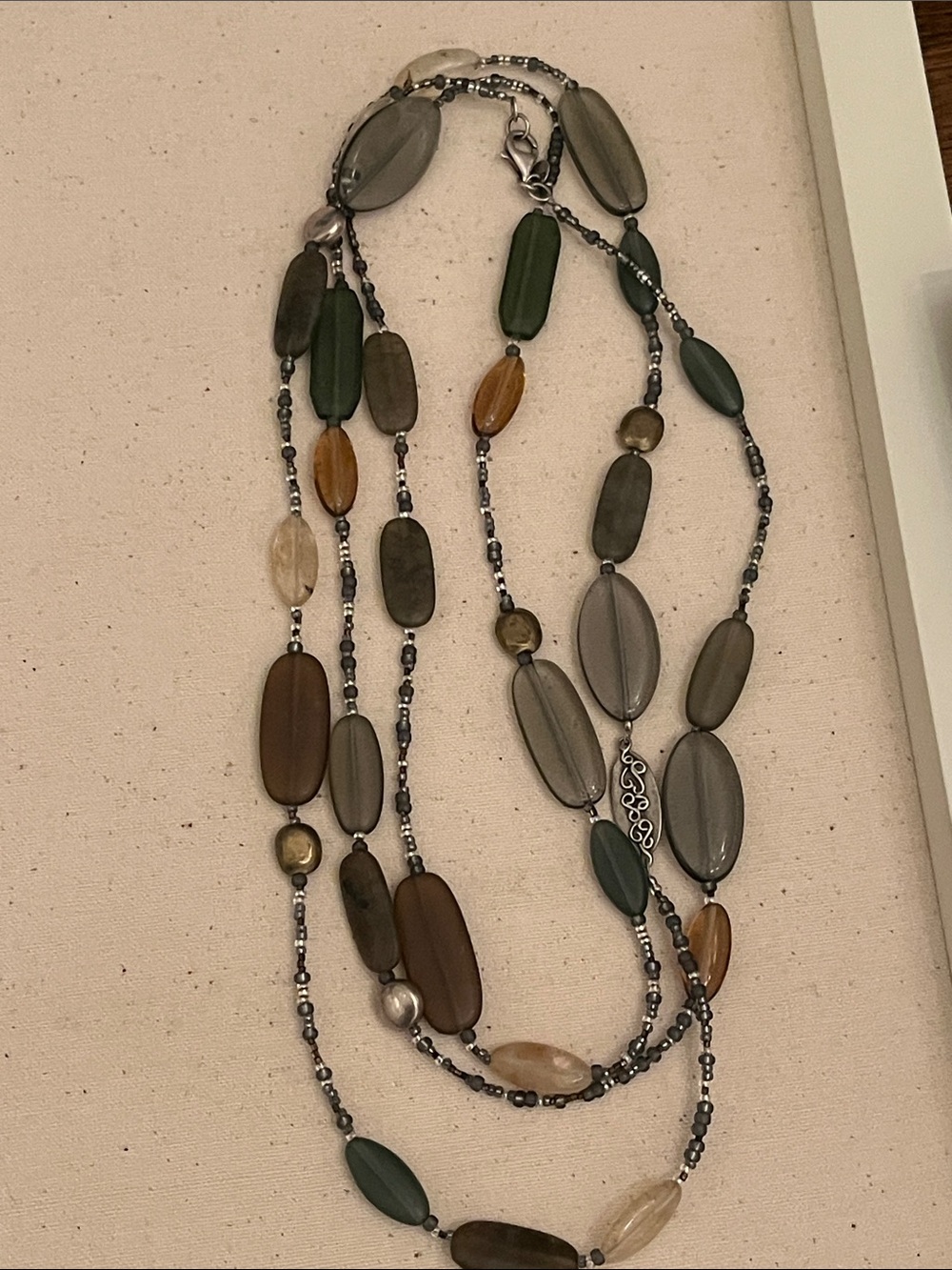 Silpada-Multicolor Stone Long Layered Necklace Labradorite N2225